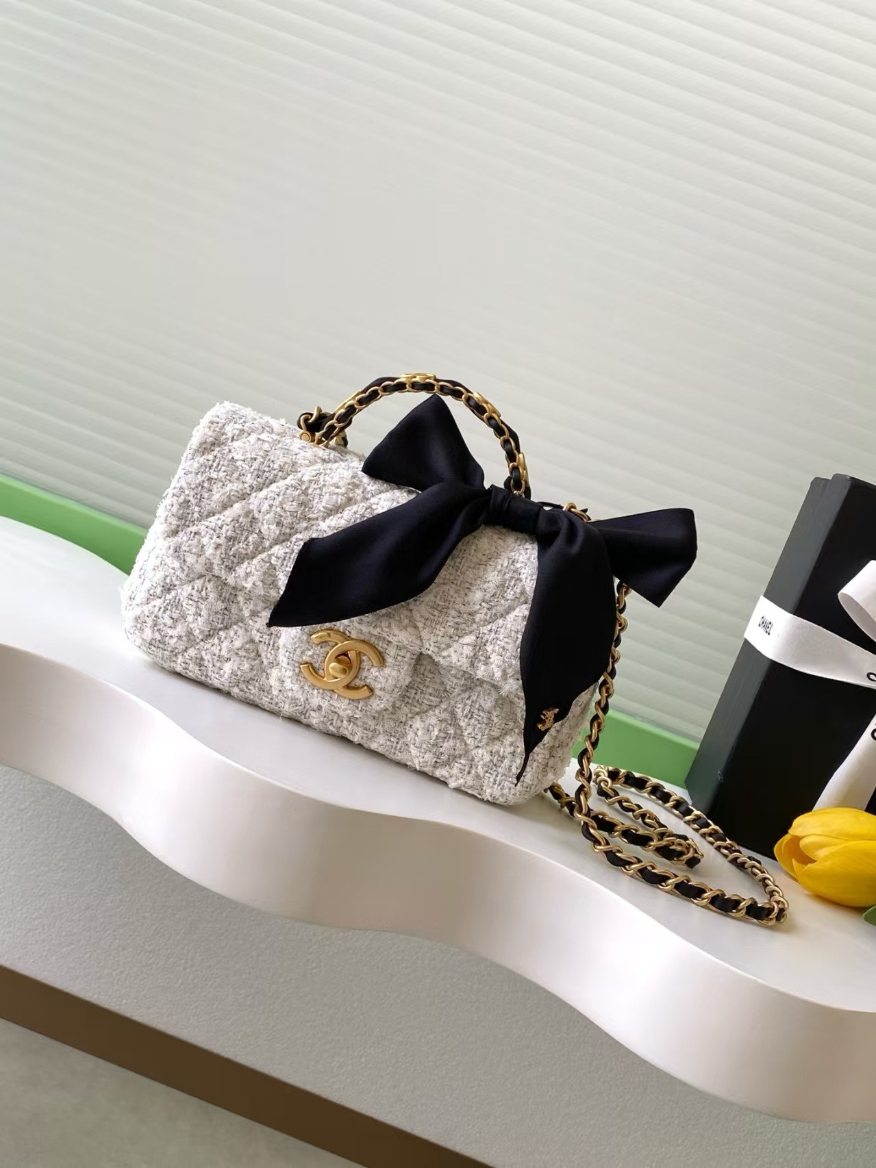 Ch*el mini flap bag with top handle 13x20x6cm