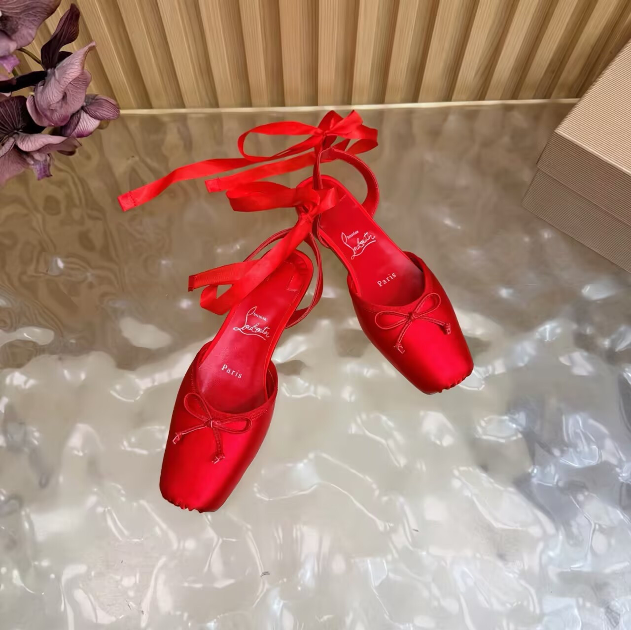 ua Ch**an louboutin cassia lace up ballerina