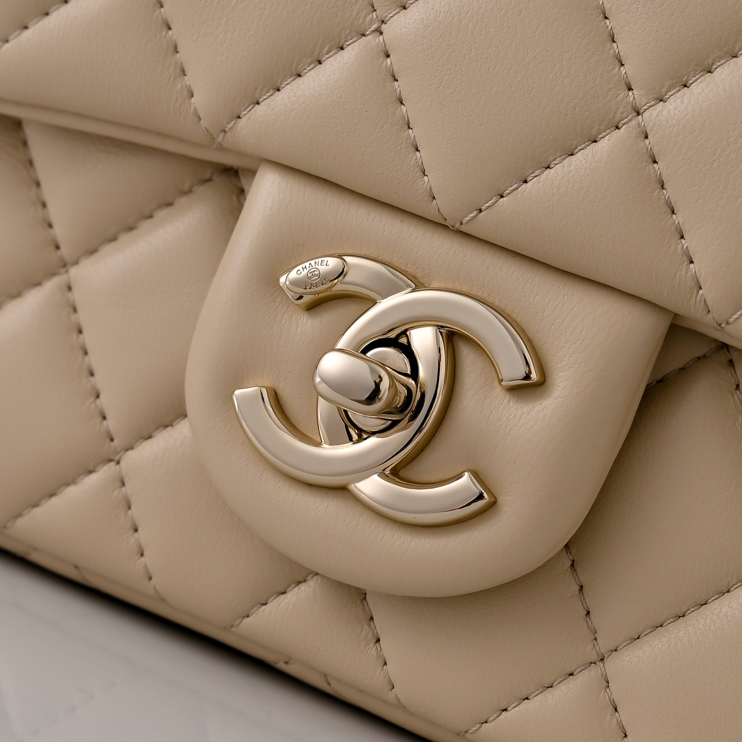 Ch*el classic flap handbag cf in milk tea with light gold hardware as5759 20x13x7cm