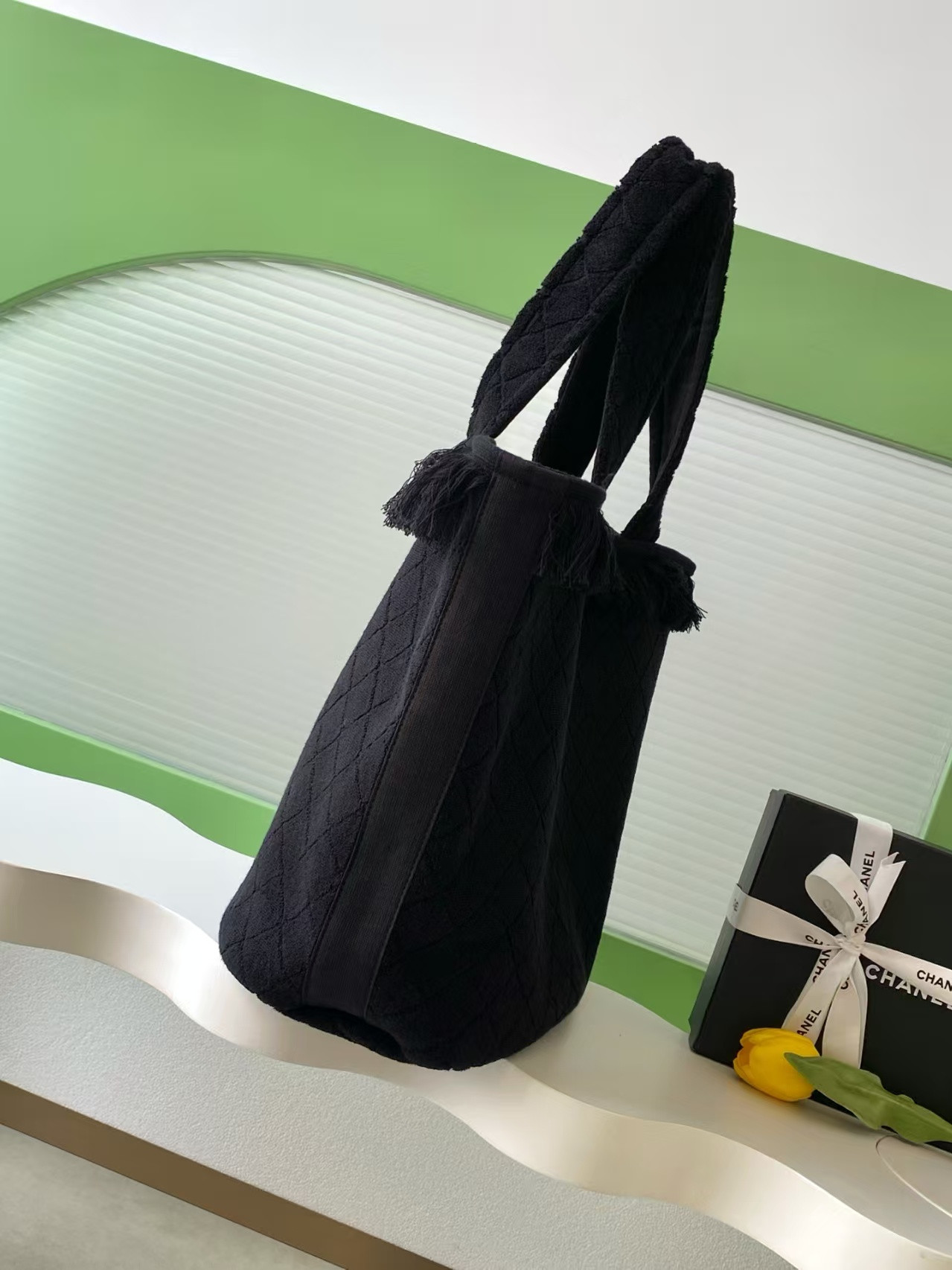Ch*el coco beach tote bag 38x58x20cm small bag size 22x19cm