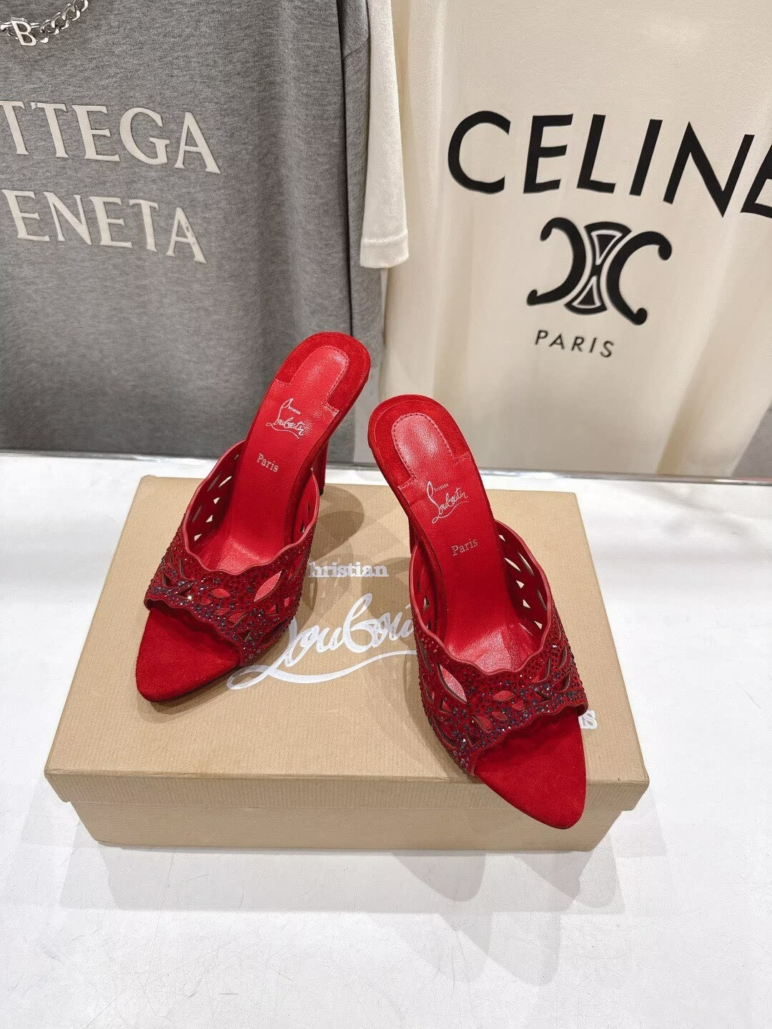 ua Ch**an louboutin lasera strass mule 10cm heel