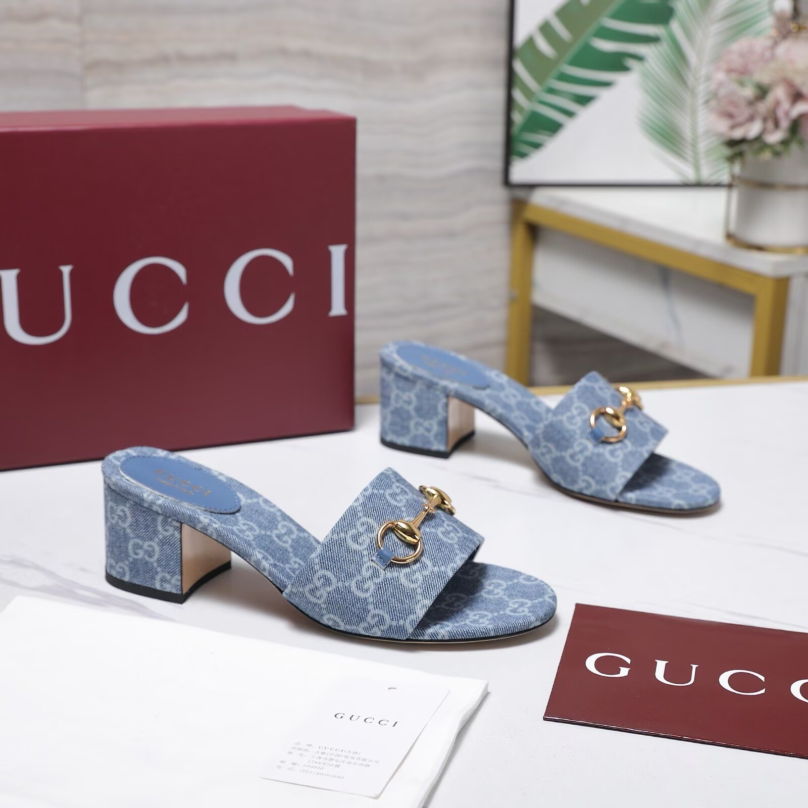 ua G*u*i slide sandal with horsebit 5.5cm heel