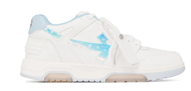 OFF-WHITE Out Of Office OOO Low Tops White Iridescent Blue