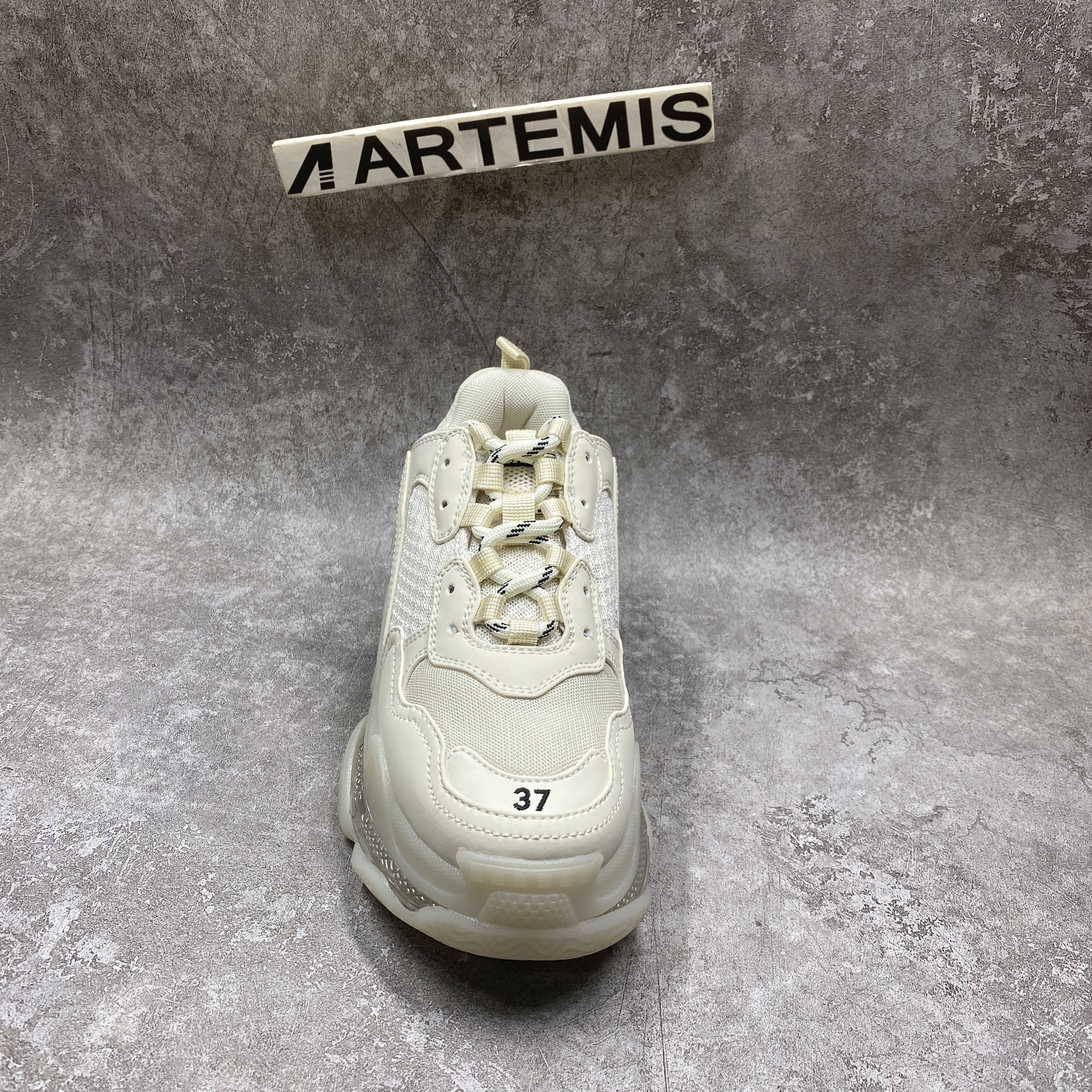 Balencag Off-White Clear Sole Triple S Sneakers