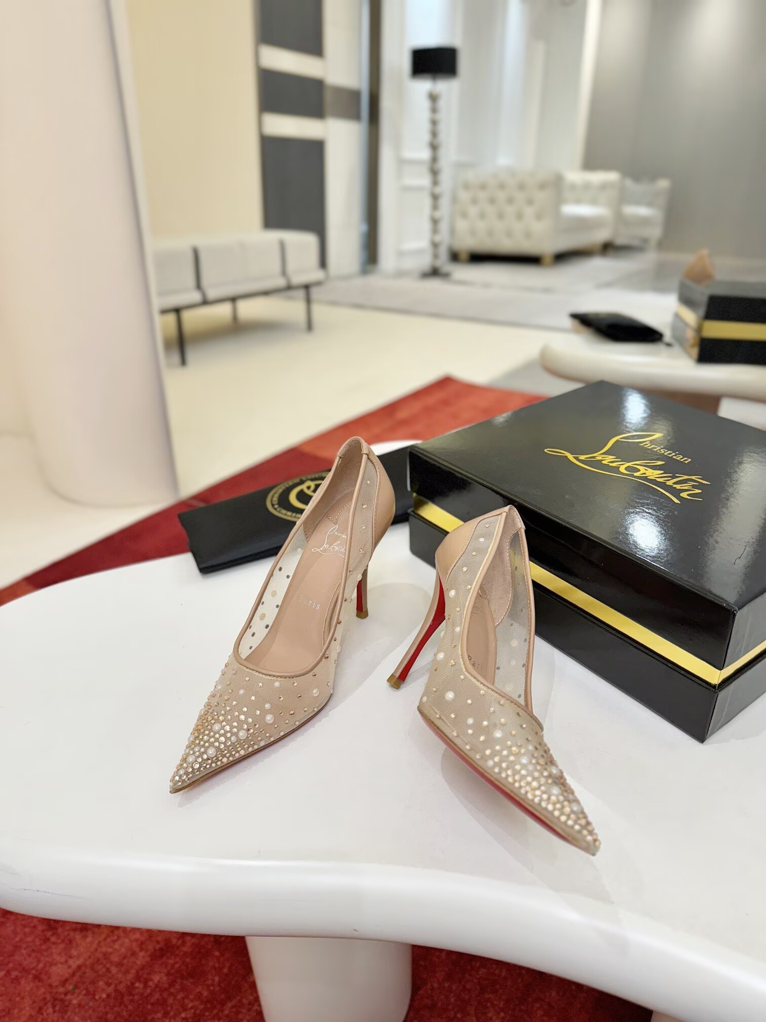 ua Ch**an louboutin miss z mesh pumps 8.5cm heel