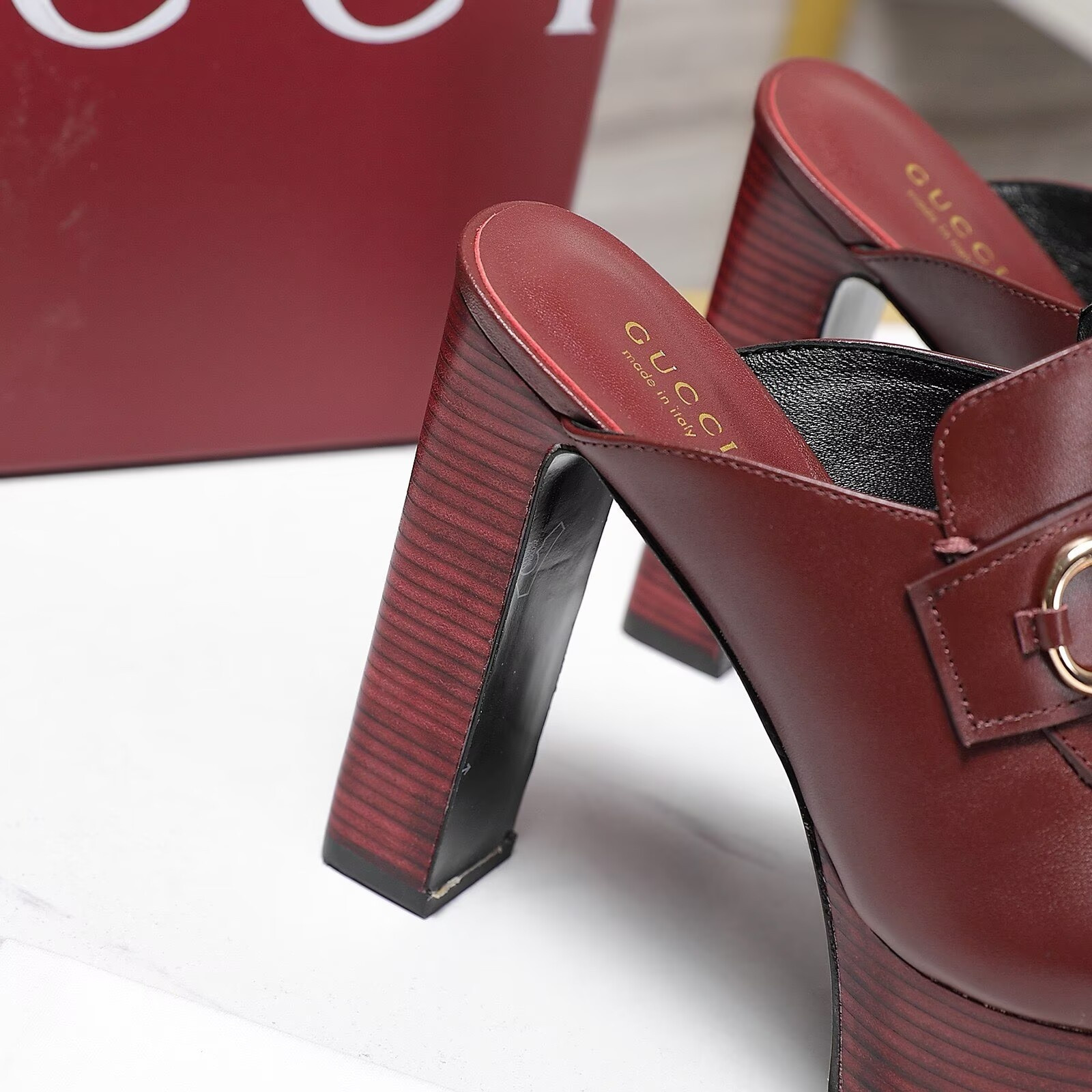 ua G*u*i horsebit mules 13.5cm heel