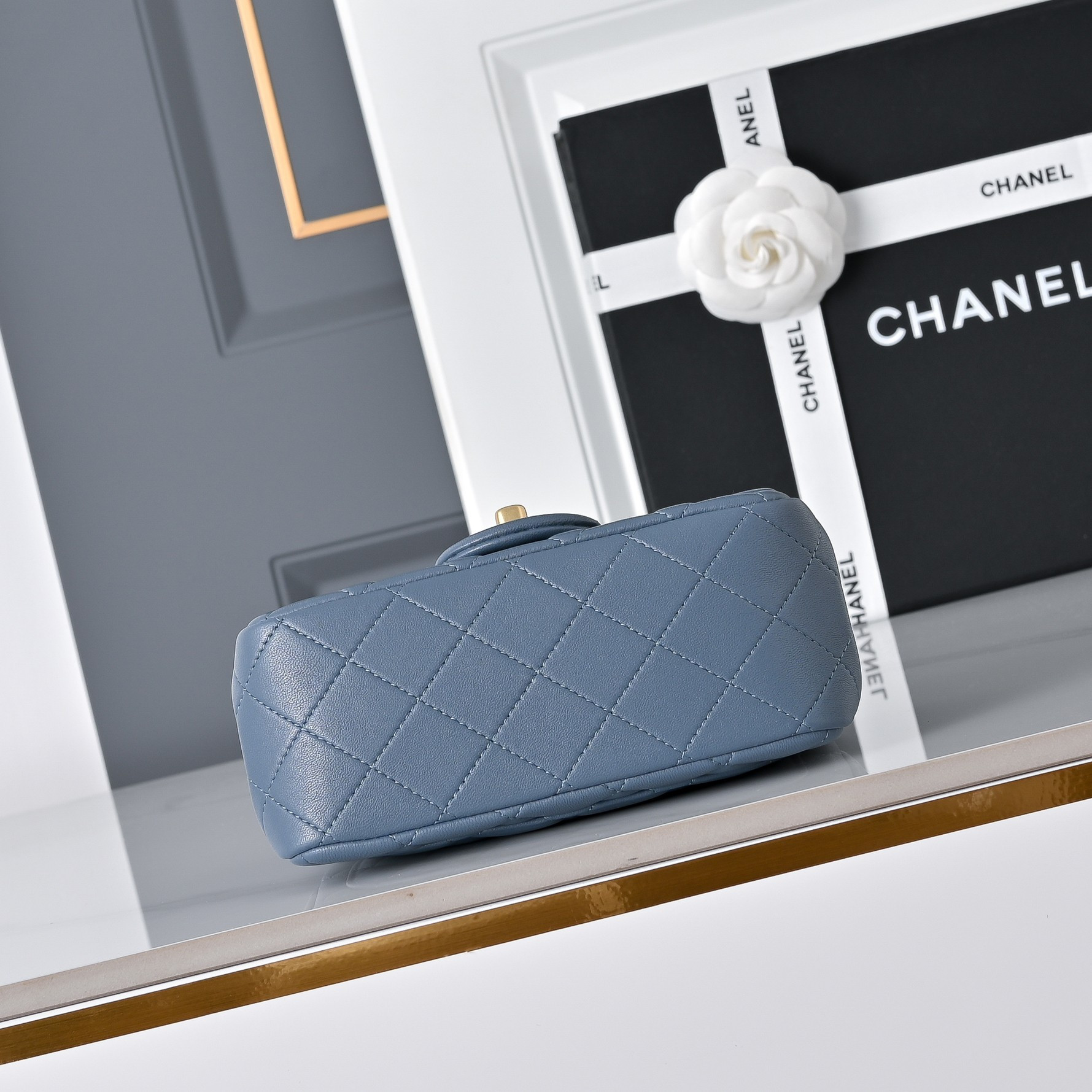 Ch*el mini flap bag misty blue as1786 13.5x17x8cm