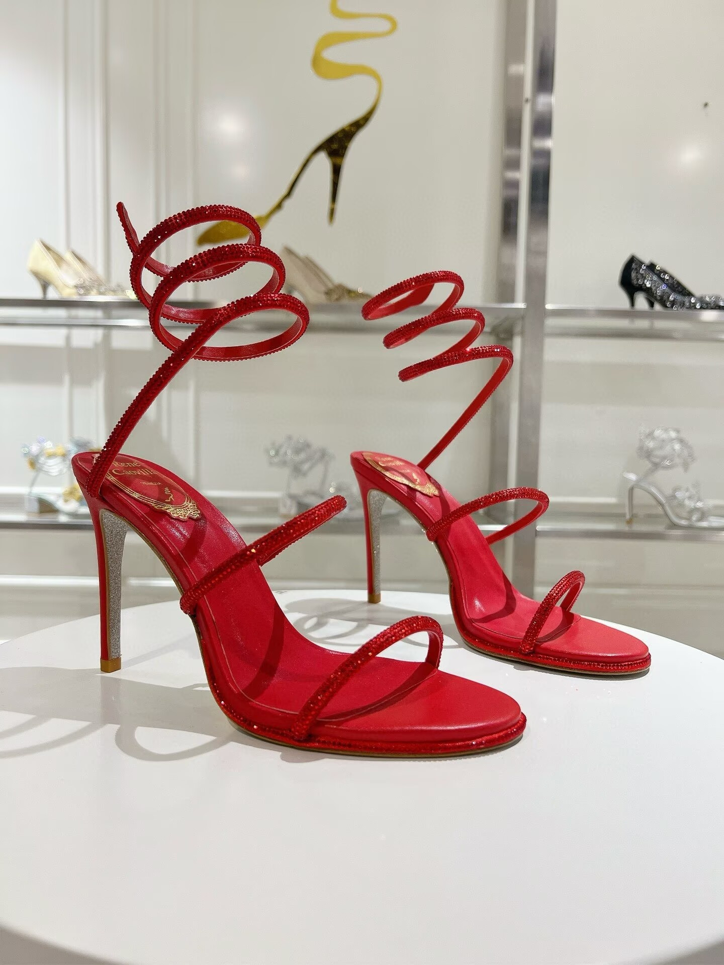ua renÉ Ca0v1LLa margot jewel sandals snake 95mm