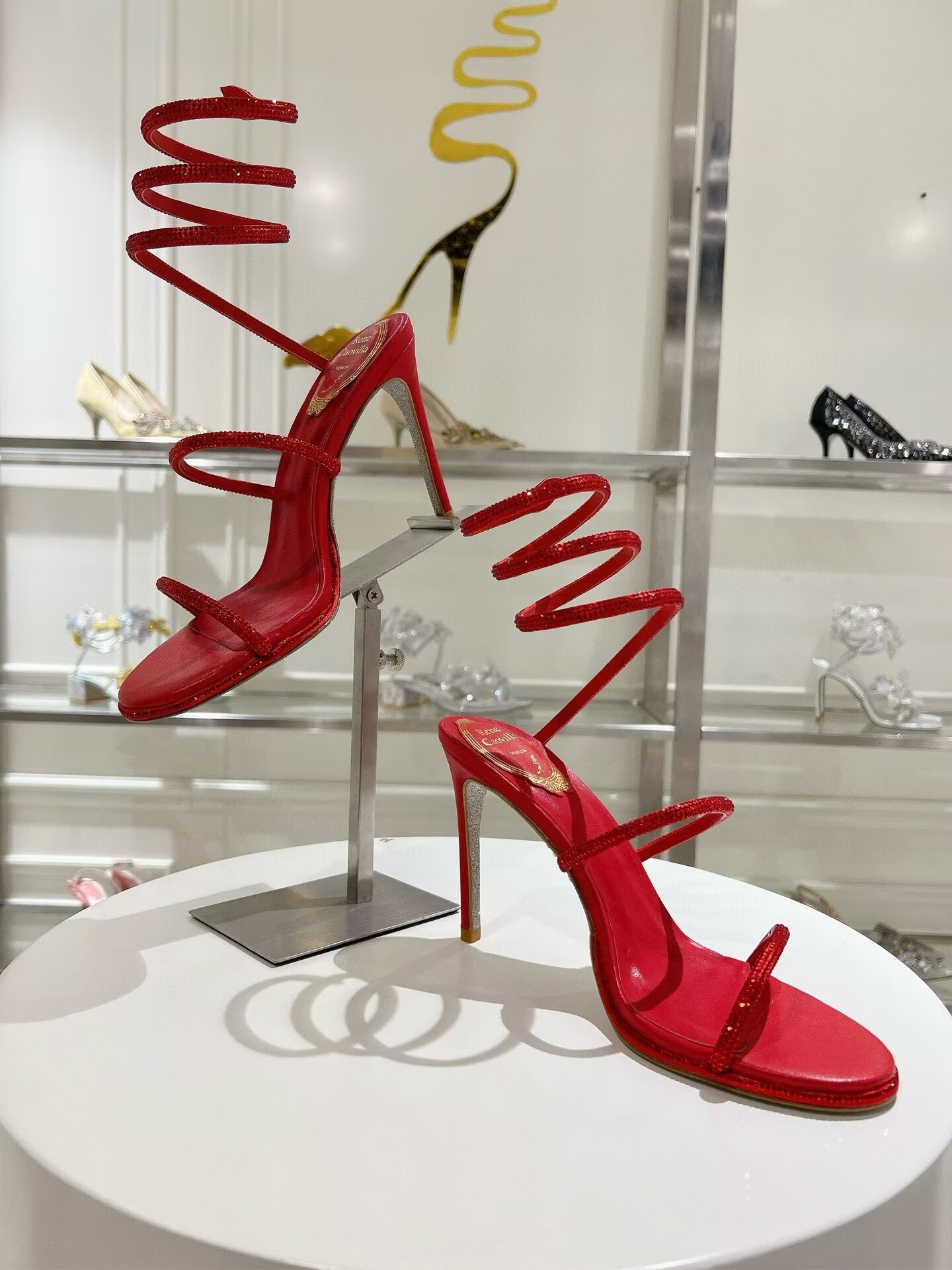 ua renÉ Ca0v1LLa margot jewel sandals snake 95mm