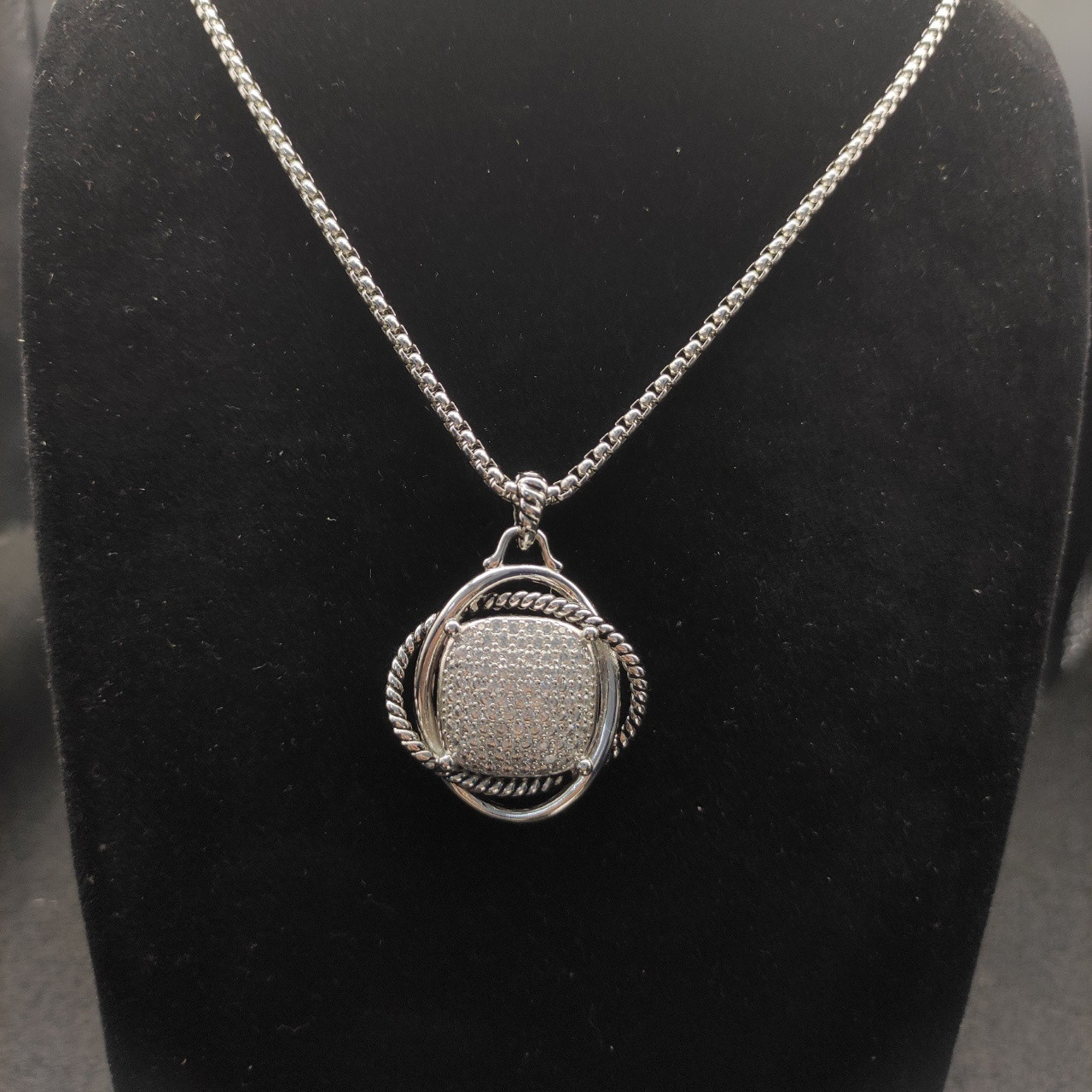 dau1d Yvrm*n 32mm square di*m*nd necklace(chain length 50+5cm delay chain chain thickness 3mm)
