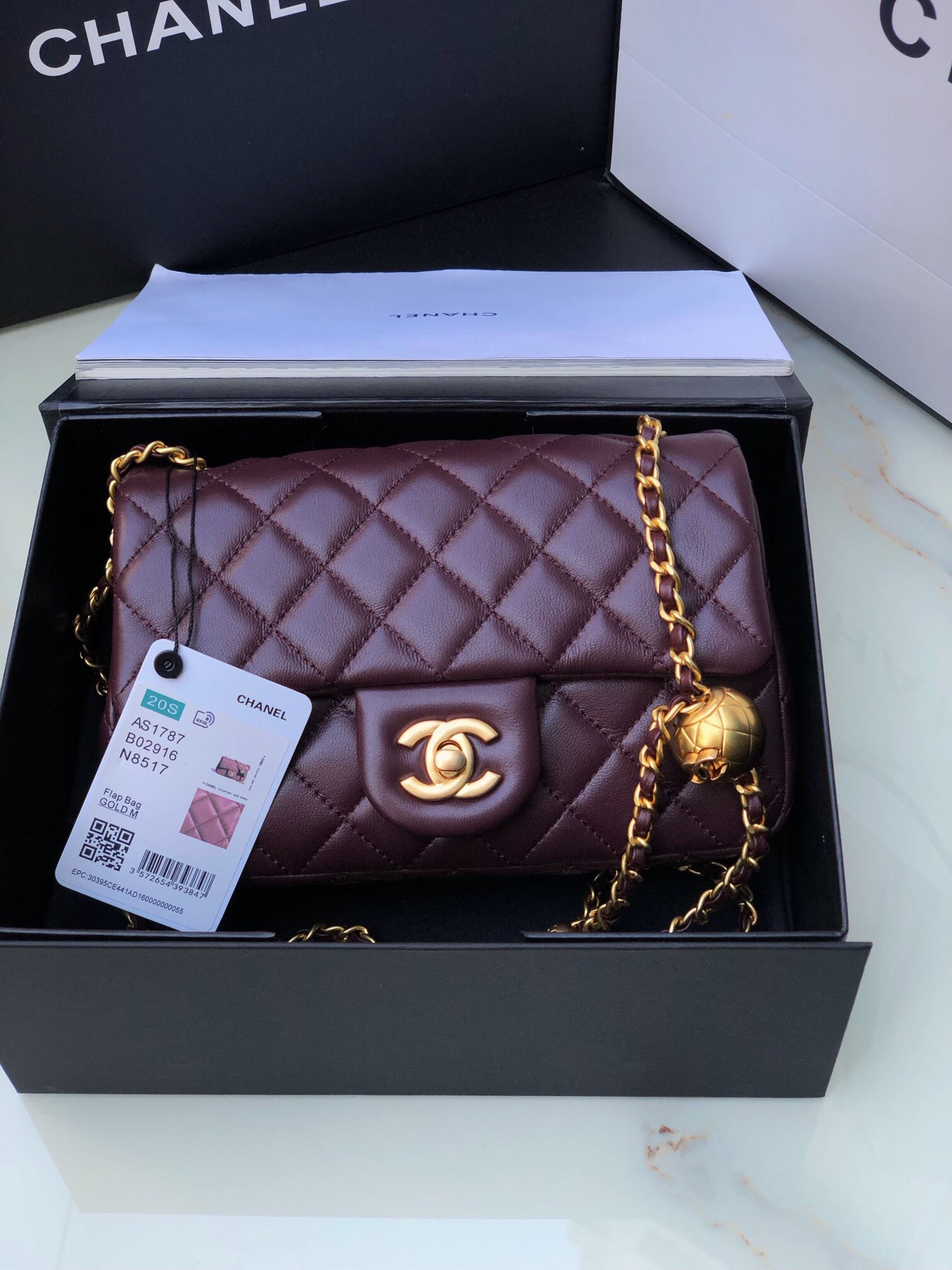 Ch*el flap bag as1787 20x13x6.5cm