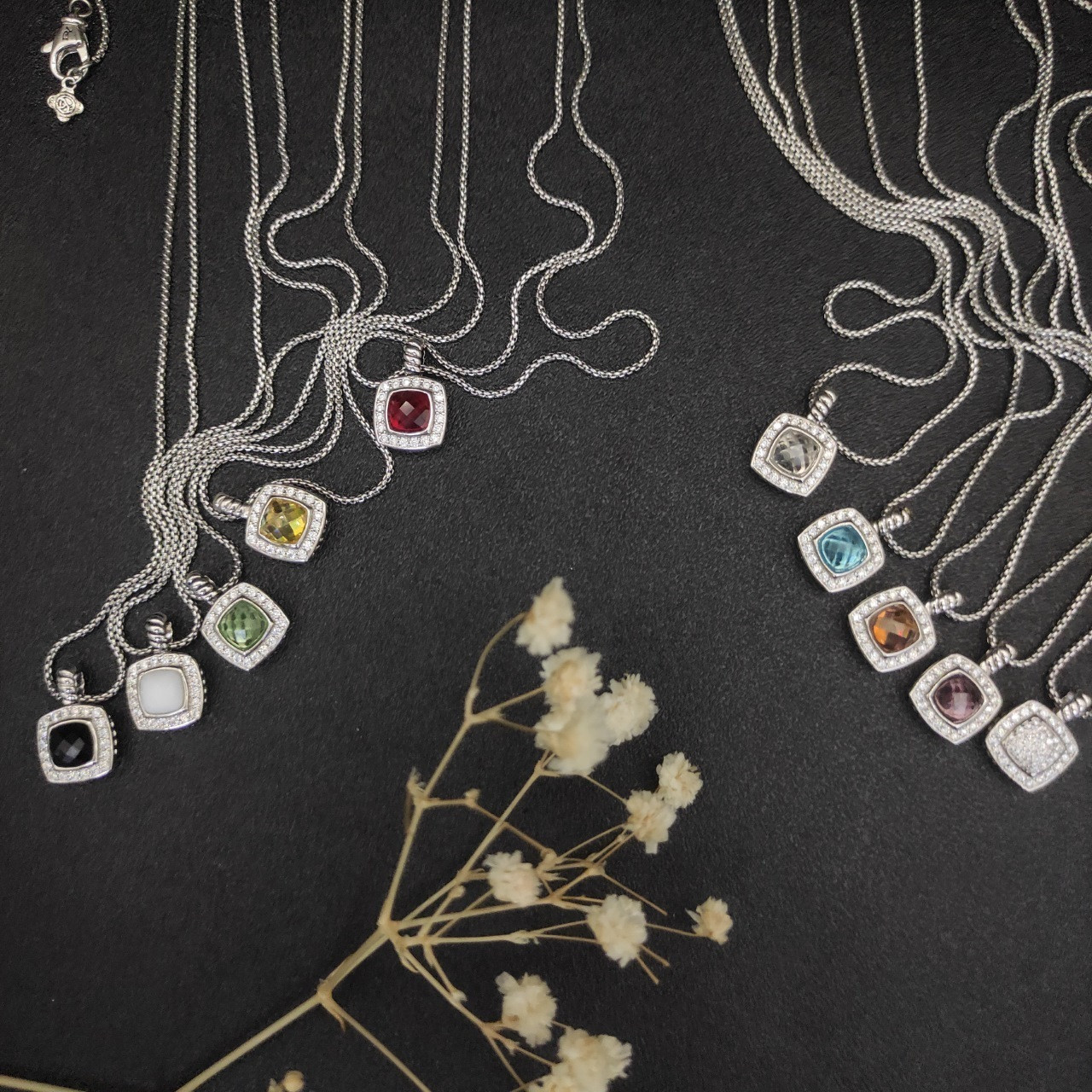 dau1d Yvrm*n square di*m*nd necklace(main stone 7mm, chain thickness 1.5mm, length 45+5cm delay chain)