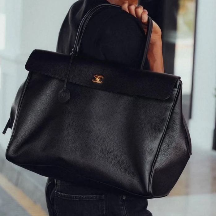 Ch*el large shopping bag grained calfskin & gold-tone metal as6289 33x43x17.5cm