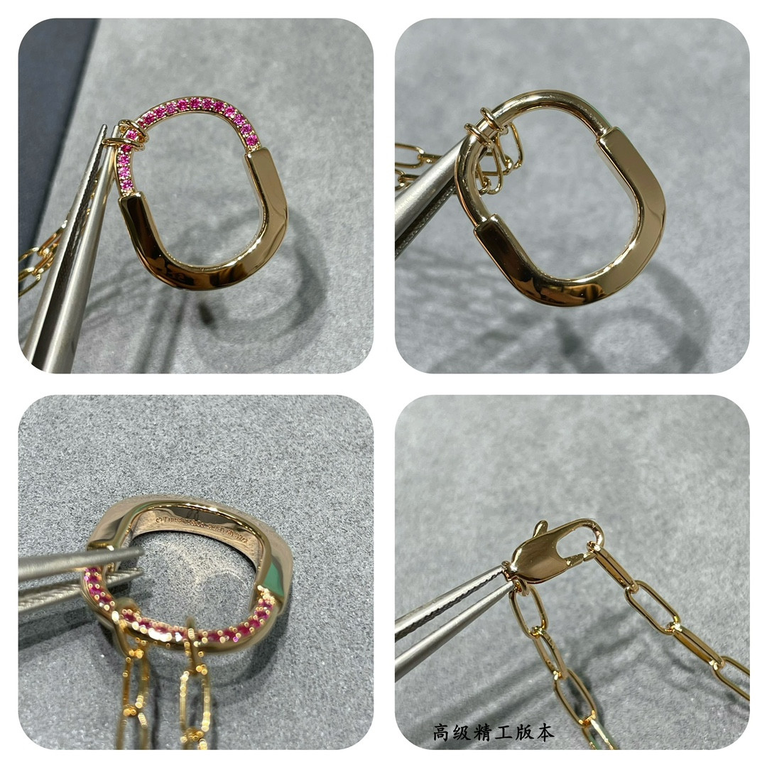 t*f*ny & co. pink Di*m*nd lock necklace