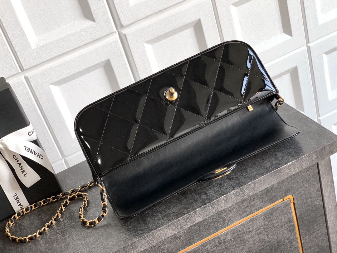 Ch*el large flap bag with top handle 12.5x30x5cm