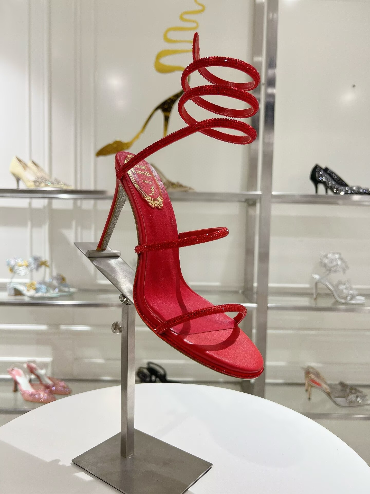 ua renÉ Ca0v1LLa margot jewel sandals snake 95mm