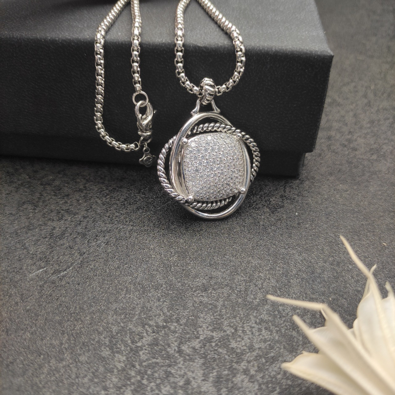 dau1d Yvrm*n 32mm square di*m*nd necklace(chain length 50+5cm delay chain chain thickness 3mm)