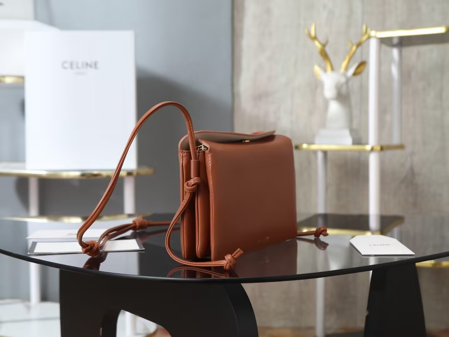 Ce**e trio flap in smooth lambskin 22.5x13x3.5cm