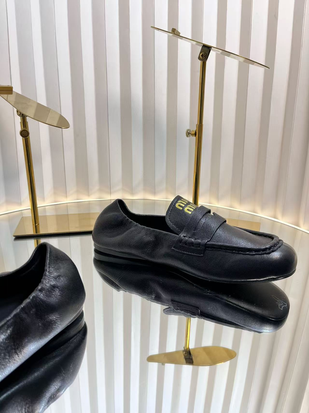 UA Miu Miu Ruches Nappa Leather Loafers