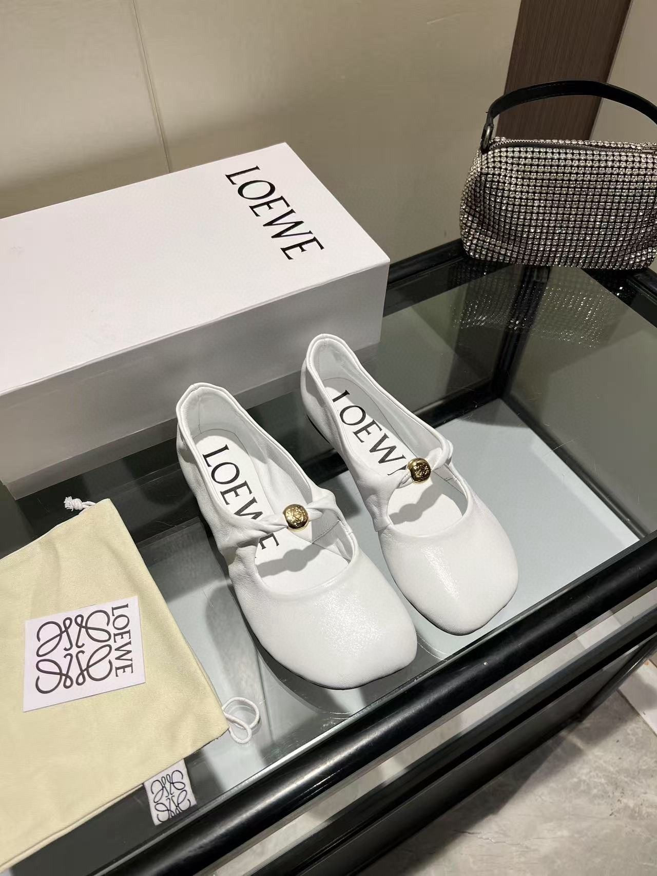 ua L0ew* pebble soft ballerina in nappa lambskin