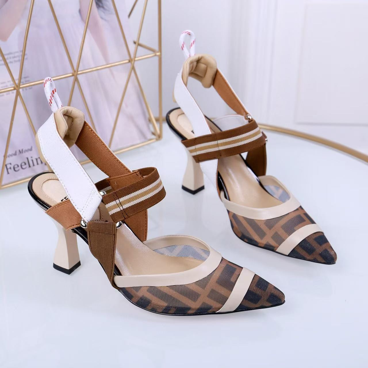 ua F**di colibri mesh slingback pumps