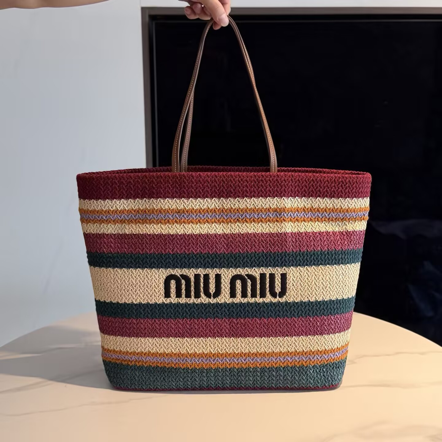 M1v M1v raffia-effect woven tote bag 30x34x16cm