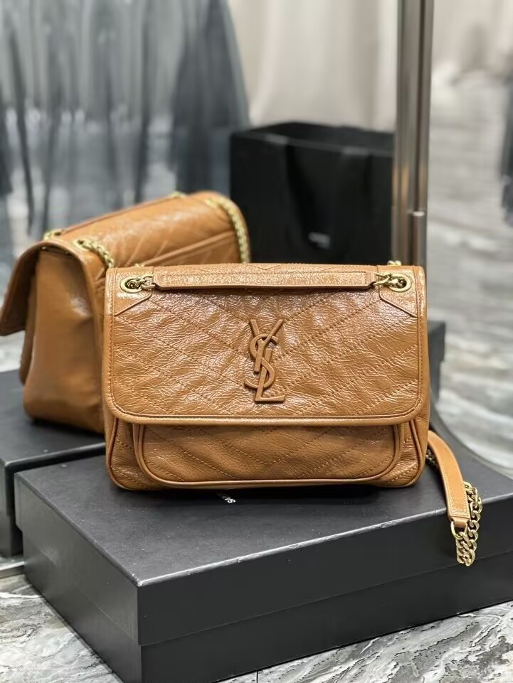 Y*L niki medium in vintage leather shiny 28x20x8.5cm