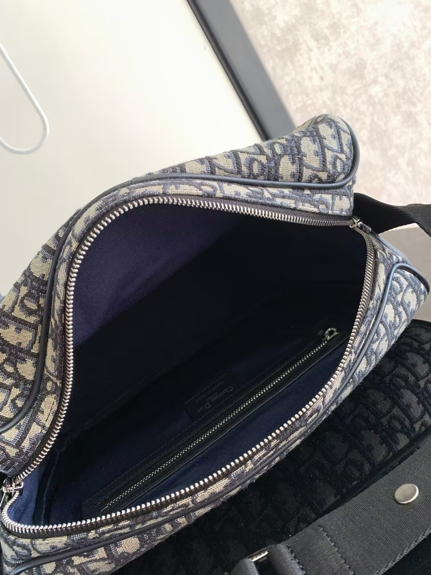 D*or changing bag beige and black D*or oblique jacquard 38x28x16cm