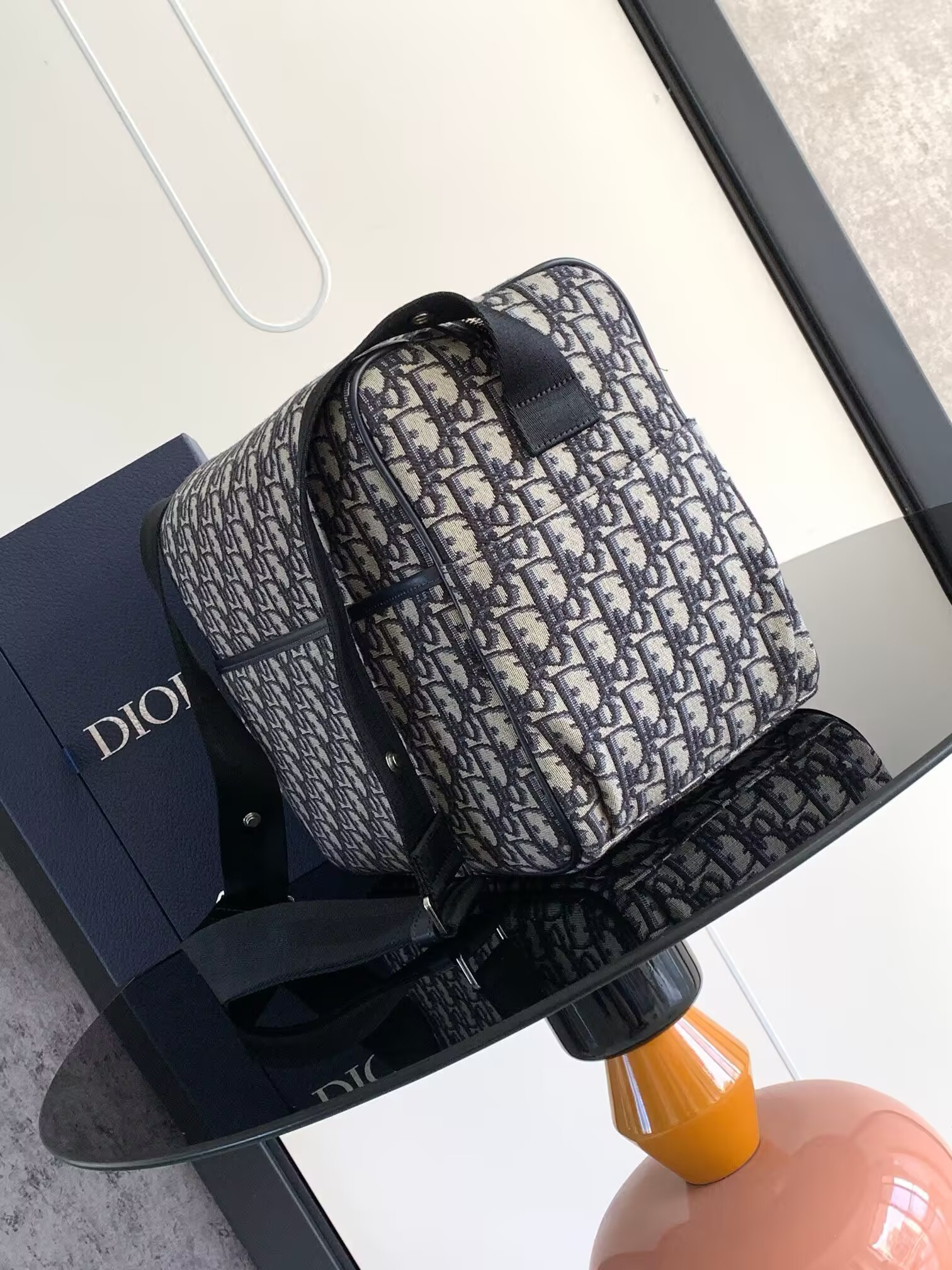D*or changing bag beige and black D*or oblique jacquard 38x28x16cm