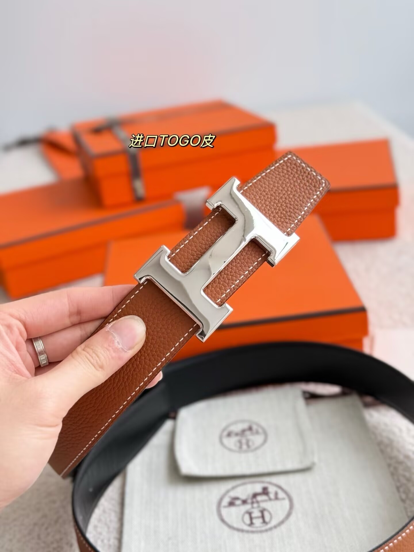 H**mes belt 38mm