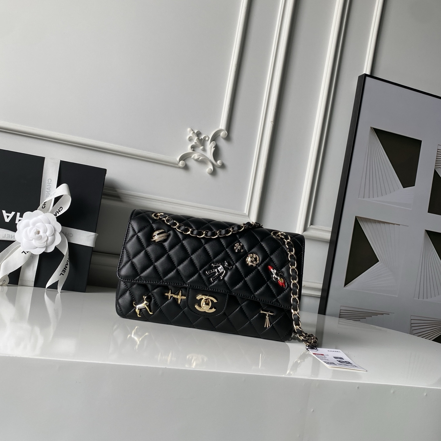 Ch*el classic flap bag a01112 15x25x6cm
