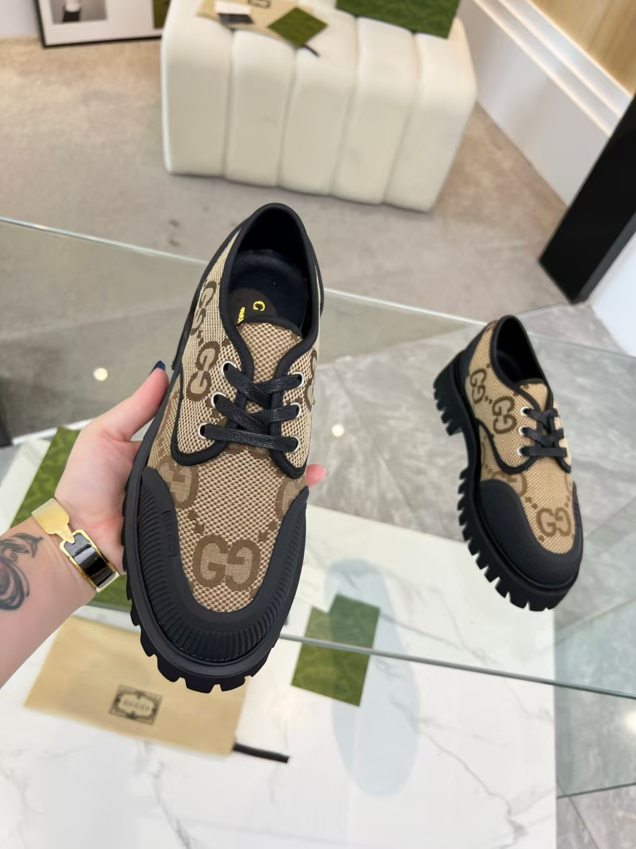 ua G*u*i maxi gg lace-up shoes