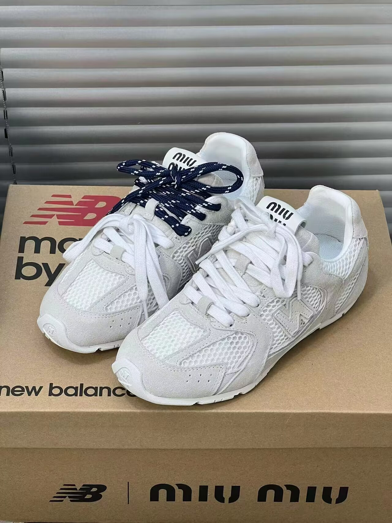 UA Miu Miu x New Balance 530 SL suede and mesh sneakers