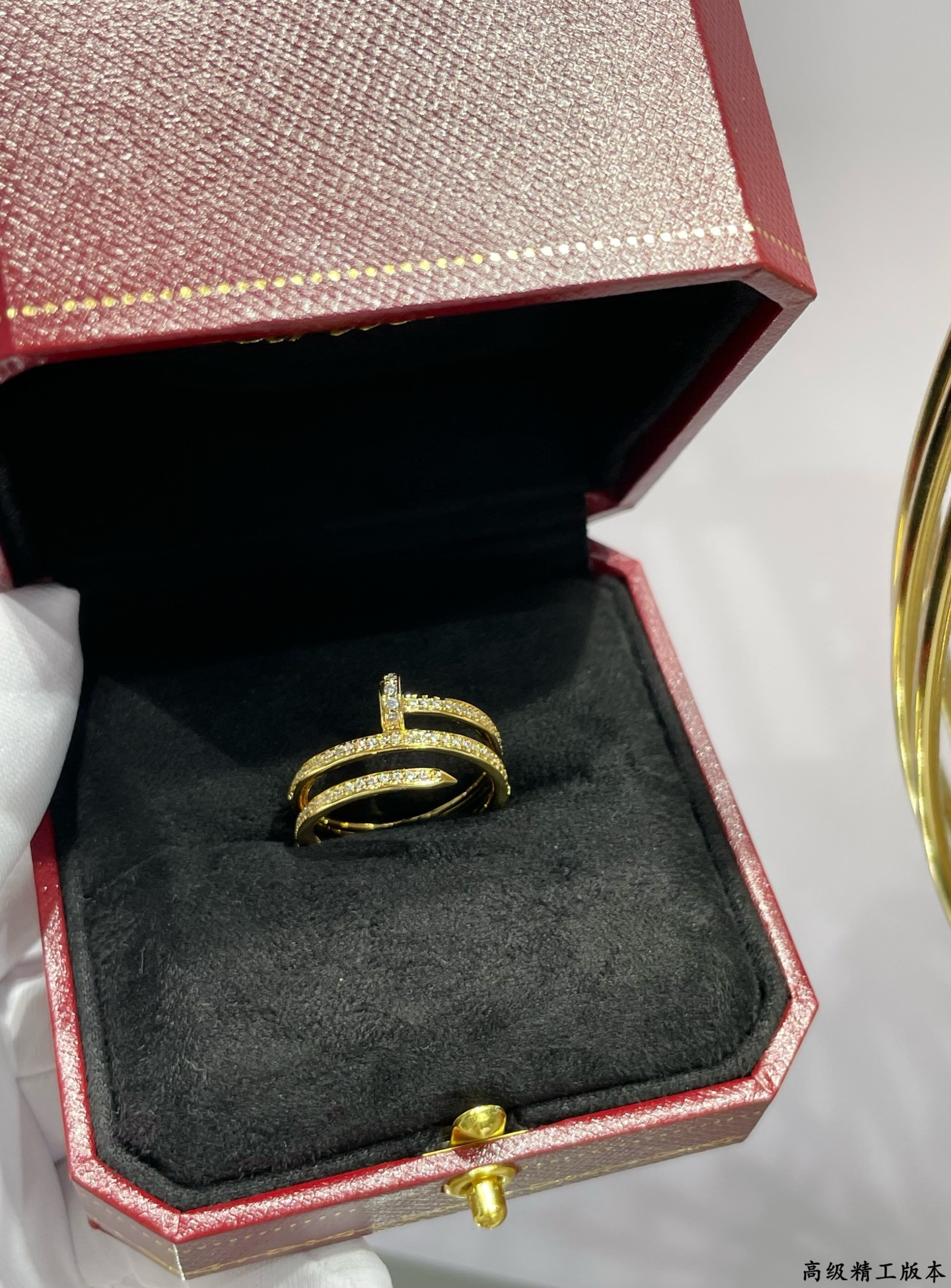 ca*t*er three-ring full Di*m*nd nail ring