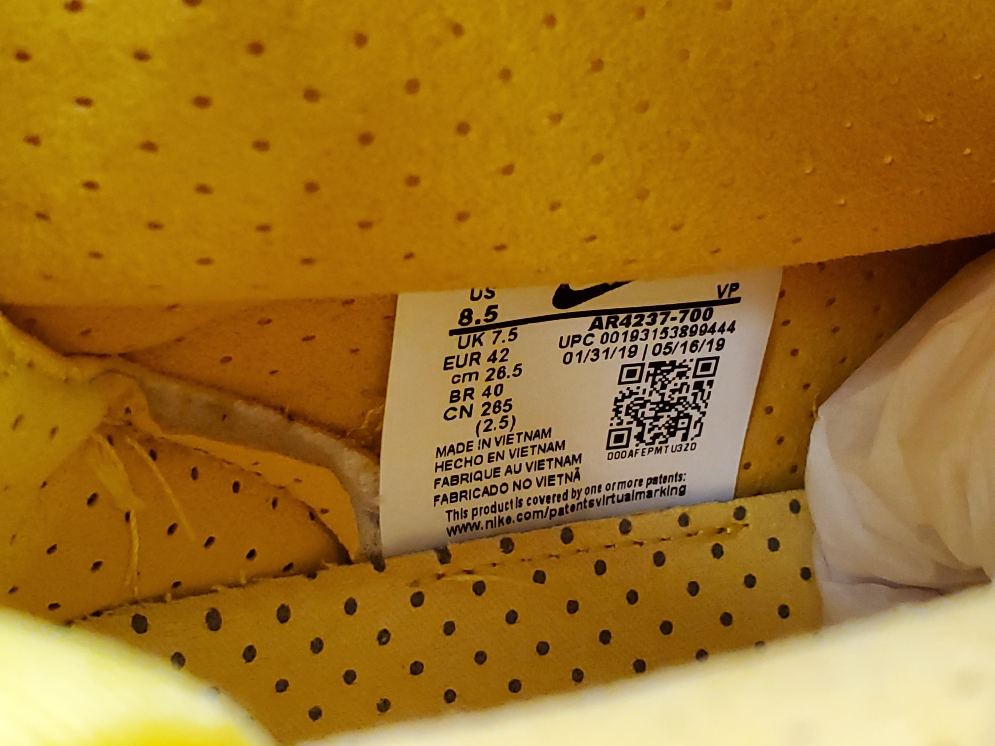 Nike Air Fear Of God 1 Yellow