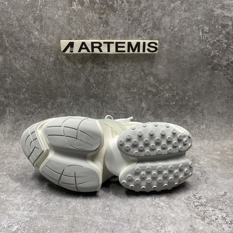 Balmain Neoprene and calfskin Unicorn low-top sneakers