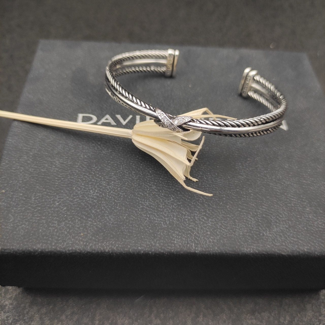 dau1d Yvrm*n 7mm three-line crossband di*m*nd x bracelet (wrist circumference 15-20cm)