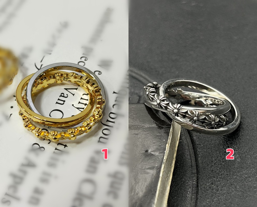 Ch**me He**ts triple ring cross flower ring