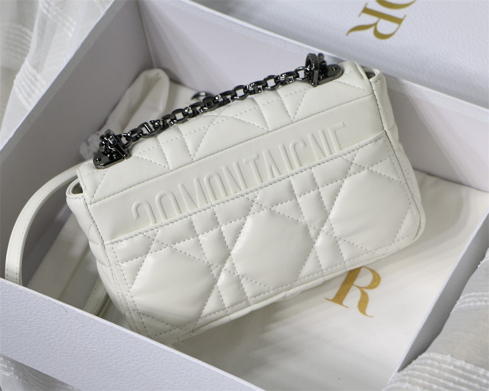 small d*or caro bag ivory S*pple cannage calfskin with silver hardware 20 x 12 x 7 cm