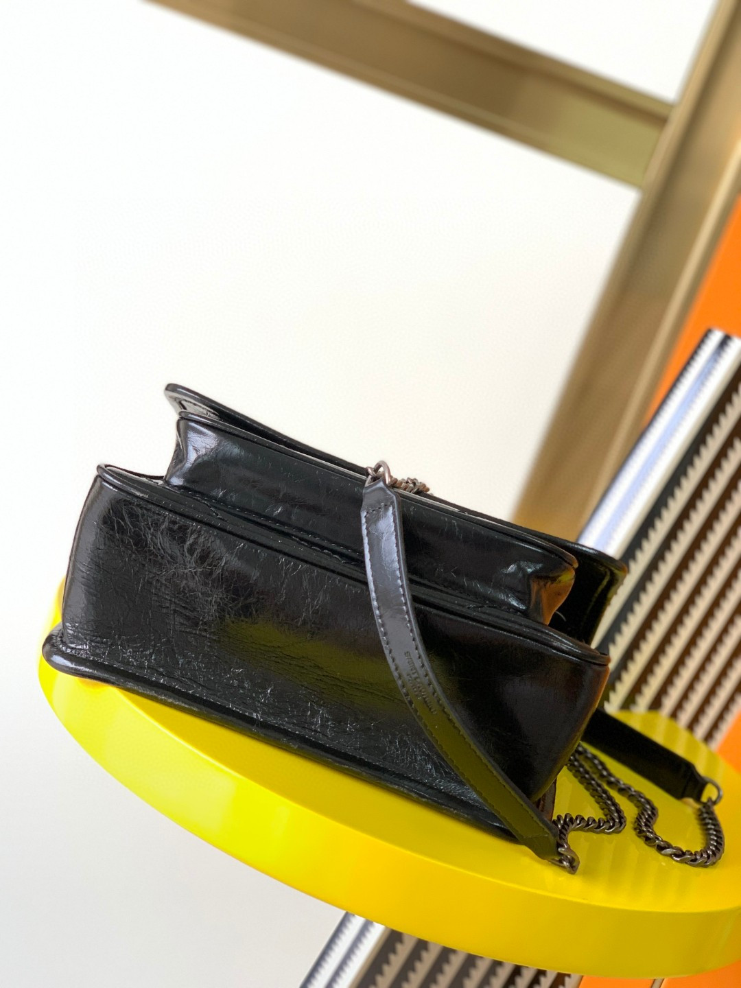 Y*L niki baby in vintage leather black 21x16x7.5cm