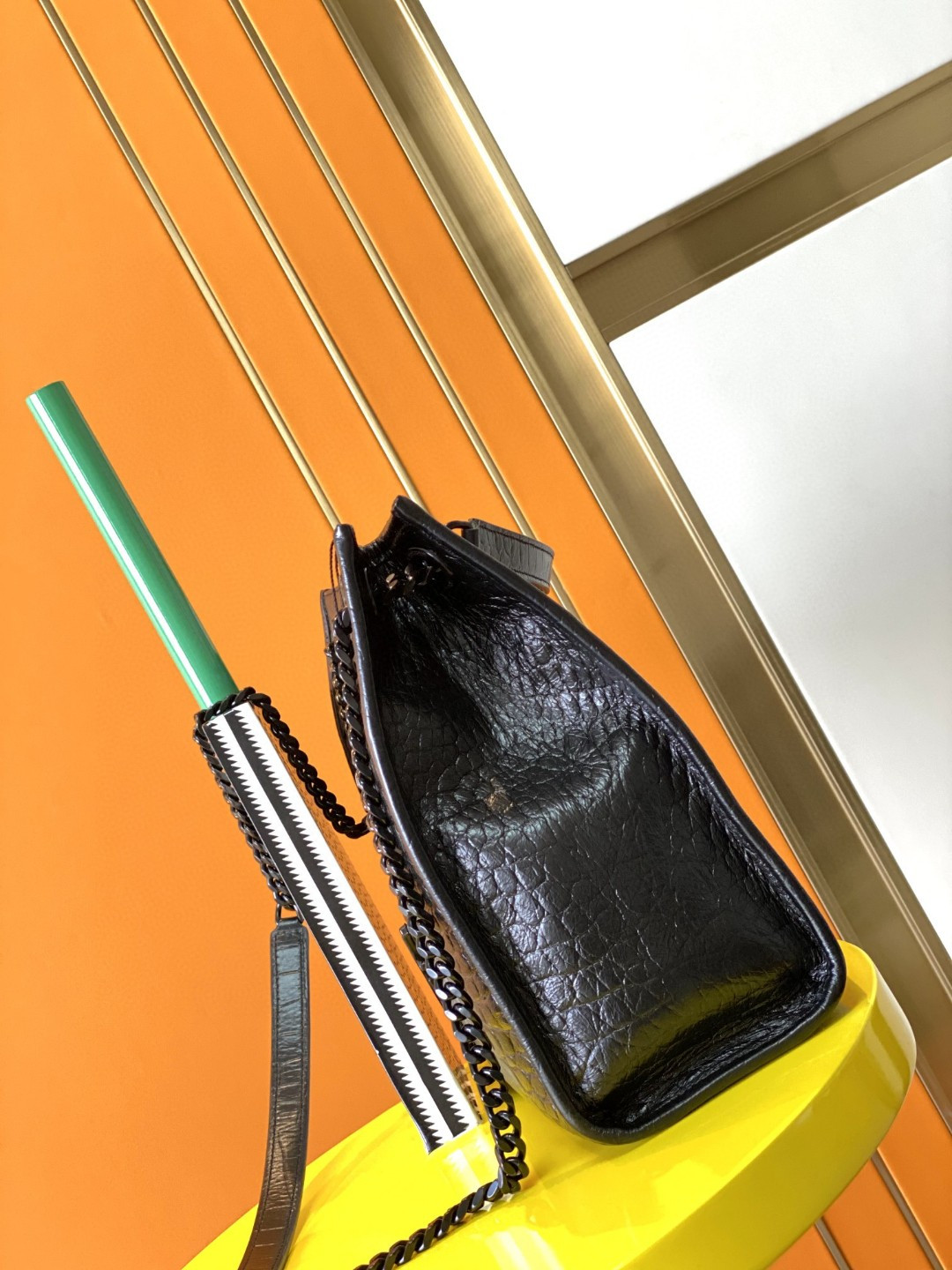 Y*L niki shopping in crocodile-embossed leather 12.9 x 10.6 x 4.5 inches