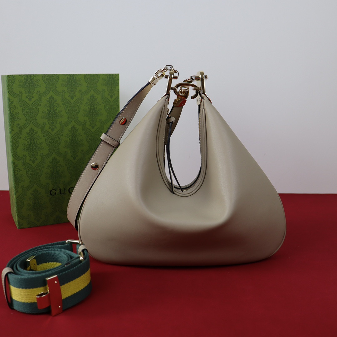 G*u*i attache medium shoulder bag gray 13.8″w x 12.6″h x 2.4″d