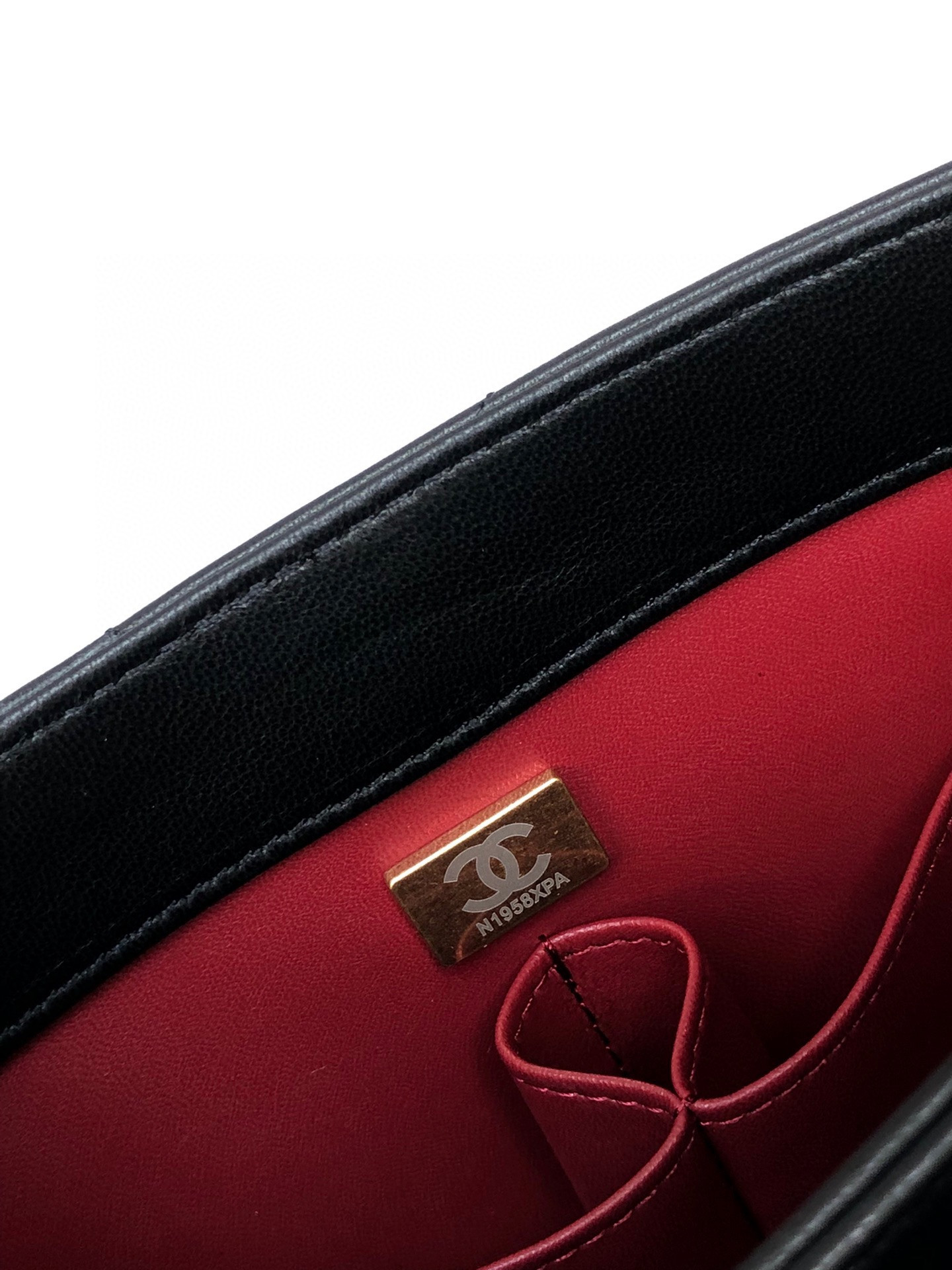 Ch*el flap bag with top handle 6.6 × 9.8 × 4.7 in