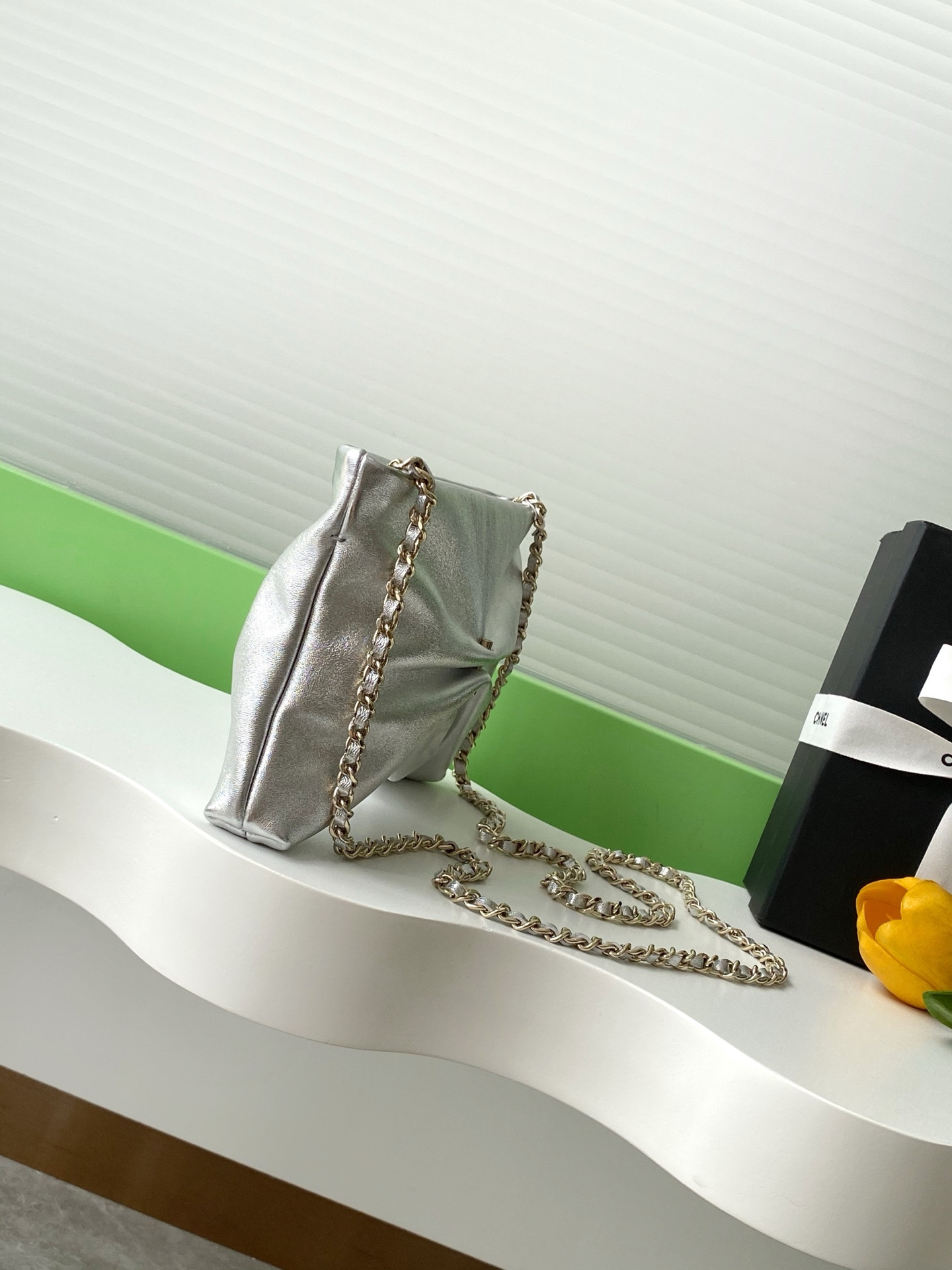 Ch*el clutch with chain 14x24x5cm