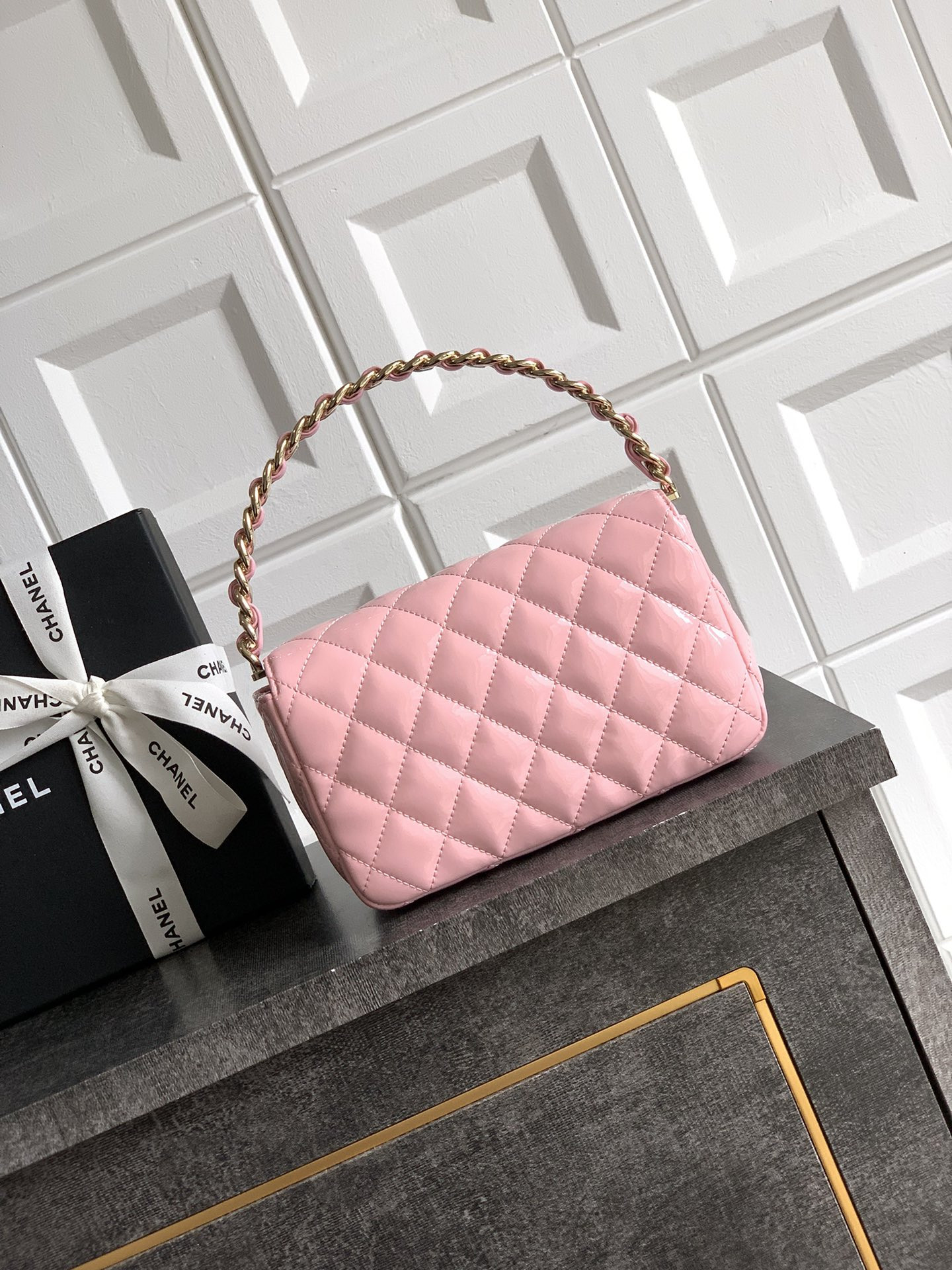 Ch*el 25p flap handheld evening bag 10.5x18.5x8cm