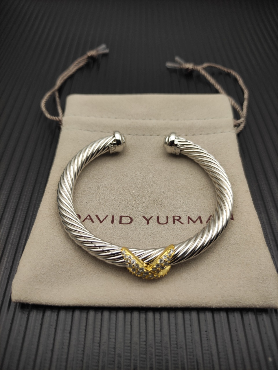 dau1d Yvrm*n color separation 7mm di*m*nd single x bracelet(wrist circumference 16-20cm)