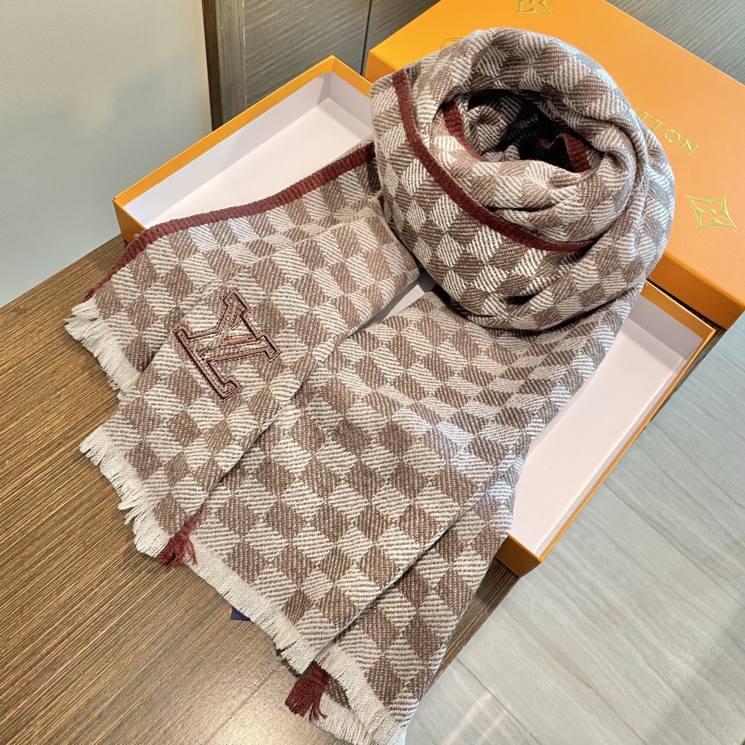 l0*is V*t0n checkered scarf 35x200cm 100% cashmere