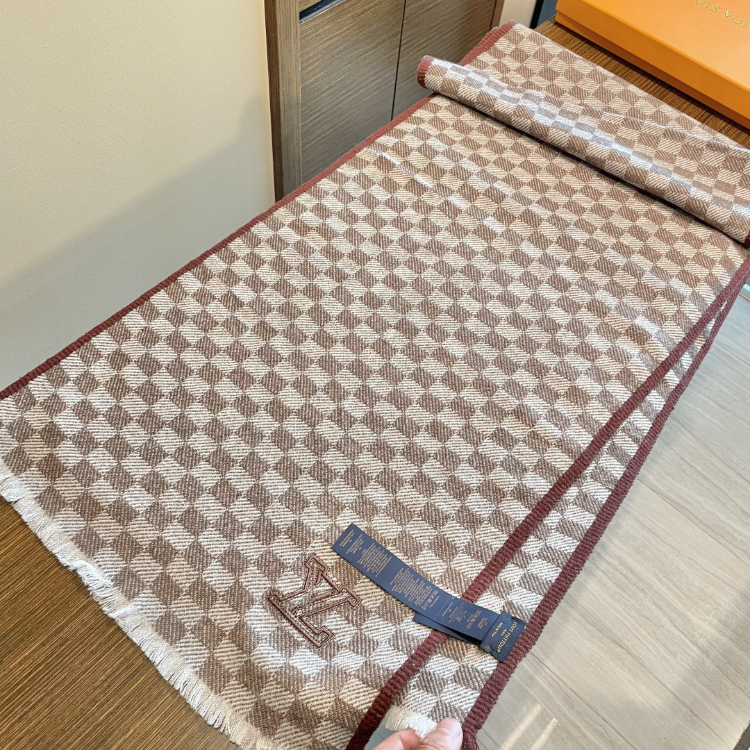 l0*is V*t0n checkered scarf 35x200cm 100% cashmere