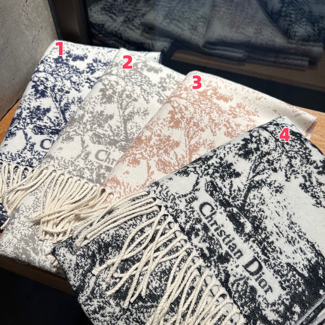 D*or printed scarf 200x45cm 59% cashmere 41% wool