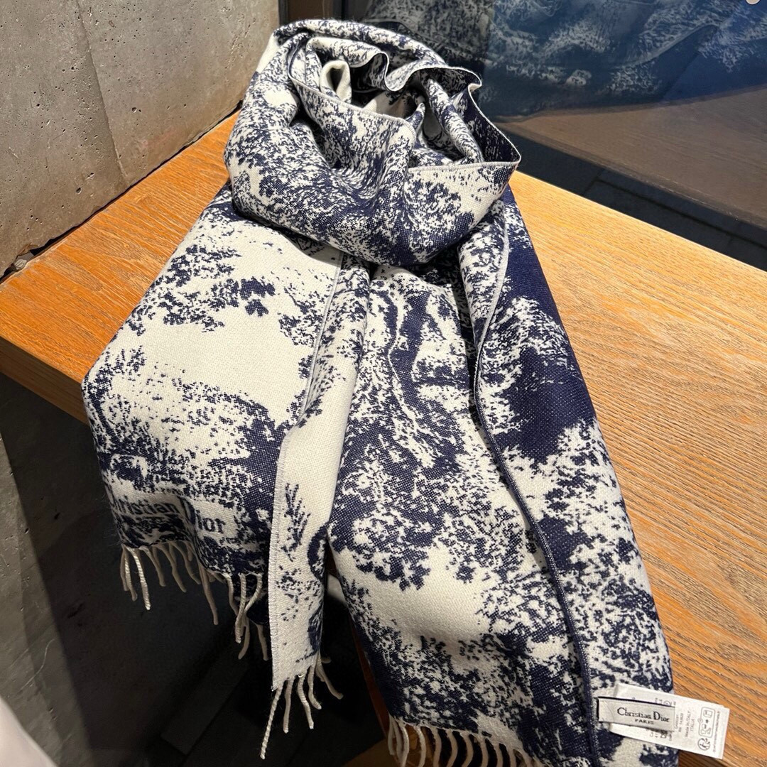 D*or printed scarf 200x45cm 59% cashmere 41% wool
